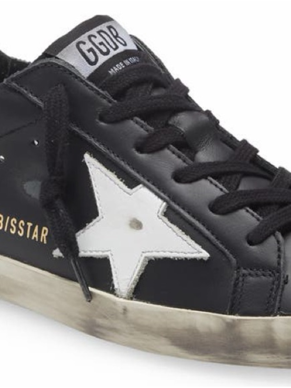 Golden Goose Black Leather Super-Star Sneaker with White Star
